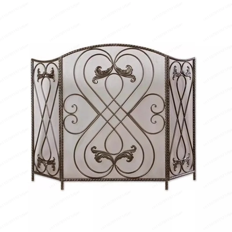 European style hollow household floor-to-ceiling belt mesh fireplace screen fireproof rail core fireplace partition