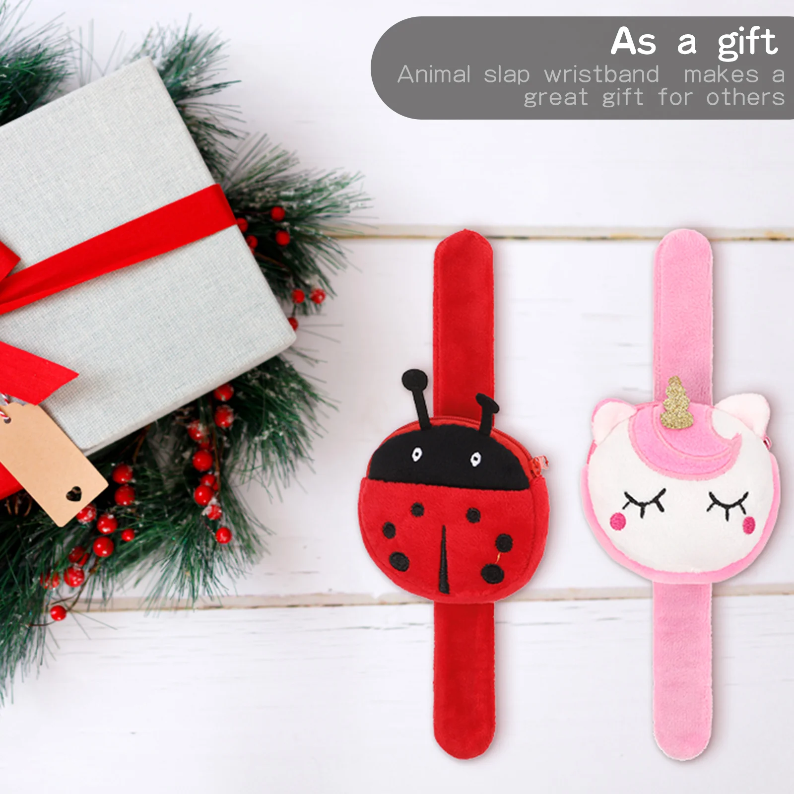 

Cute Animal Slap Bracelet Wristband With Coin Pocket Storage Kids Gift Party Favors Snap Wristbands Bulk Stuffed Bracelets For