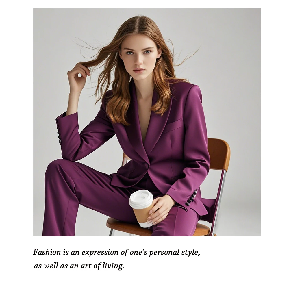 بدلة نسائية مكونة من قطعتين بدلة نسائية أنيقة بأكمام طويلة للعمل #3