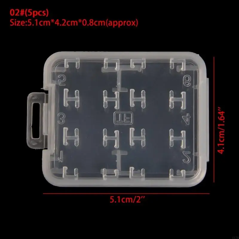 4x7e Transparan Standar Kartu Memori SDHC Untuk Kotak Penyimpanan Kotak Pemegang Kasing 5 PAC