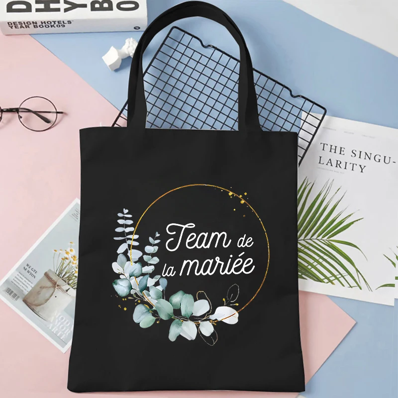 French Bridal Shower Wedding Shoulder Bags Girls EVJF Team Bride Squad Shopping Bag Bachelorette Party Tote Bag Single Farewell