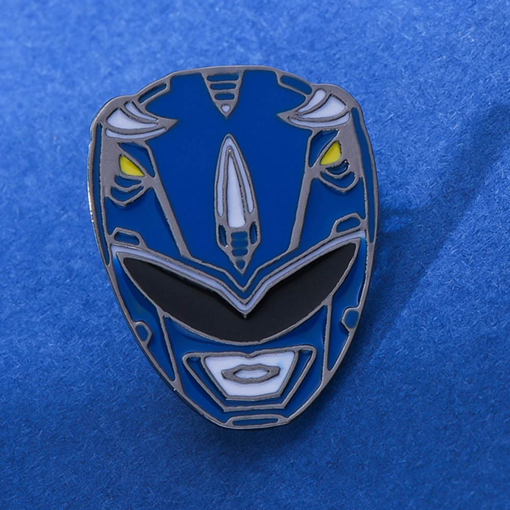 Catuni Power Dinosaur Pin Rangers Team Fashion Enamel Brooch Battle Suit Combat Helmet Lapel Backpack Badge for Fan Collection