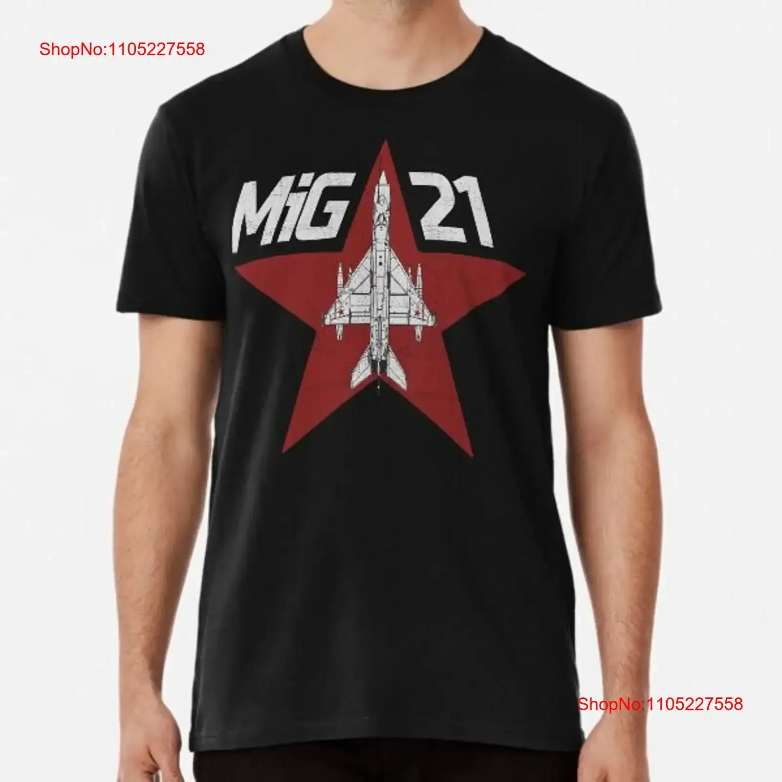 

MIG 21 Fishbed Interceptor Jet Military Aircraft Premium T Shirt M 3XL Made USA vintage Washed Versatile Stretched fashion
