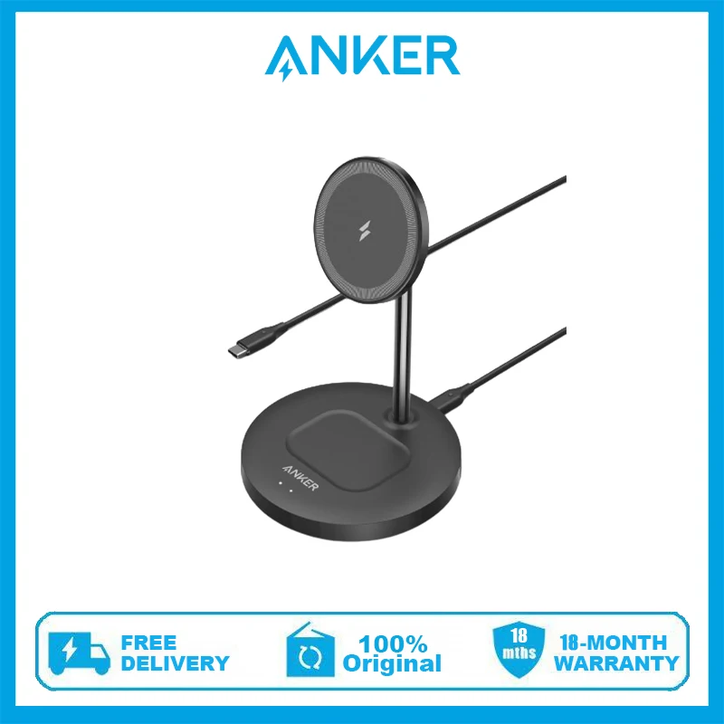 

Anker Wireless Charging Stand, PowerWave 2-in-1 Magnetic Stand Lite with USB-C Cable, Compatible with iPhone 15-12 Series