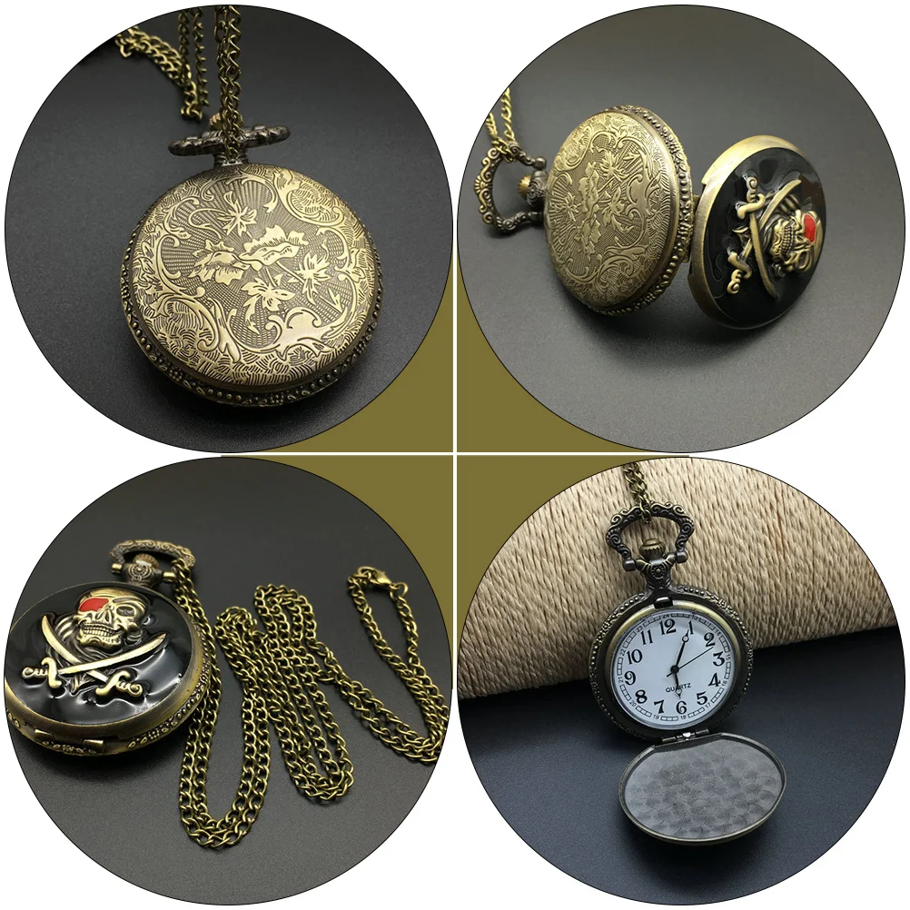 Stylish Retro Skull Pocket Watch Vintage Quartz Alloy Durable Practical Clear Dial Accurate Timing Great Gift for Friends and