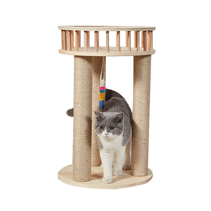 

Good Quality Multi-functional Solid Wood Cat Tree with Litter Box Enclosure Pet Cat Scratching Post Jumping Platform