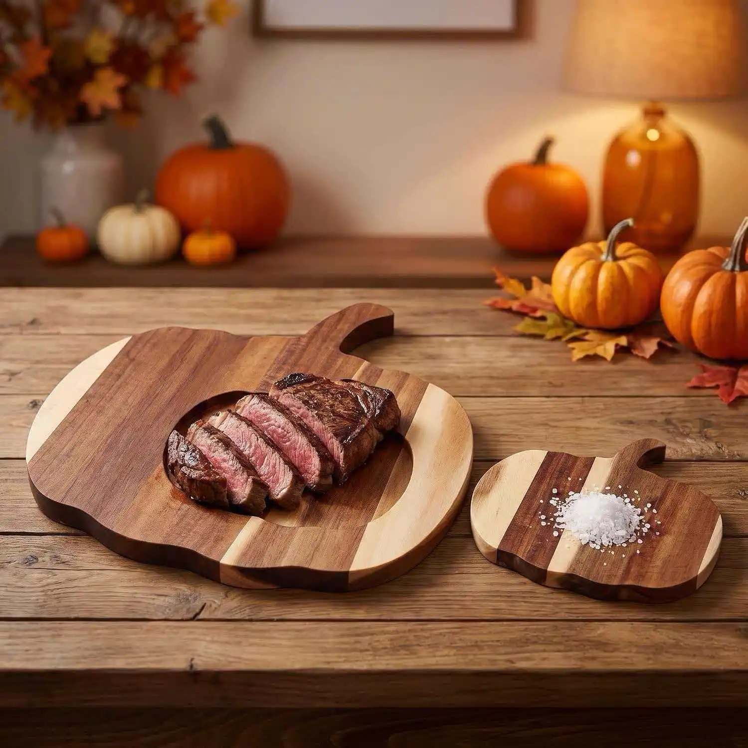 [200 sets] Acacia wood pumpkin plate Halloween removable Thanksgiving tray holiday decoration fruit cheese plate cutting board