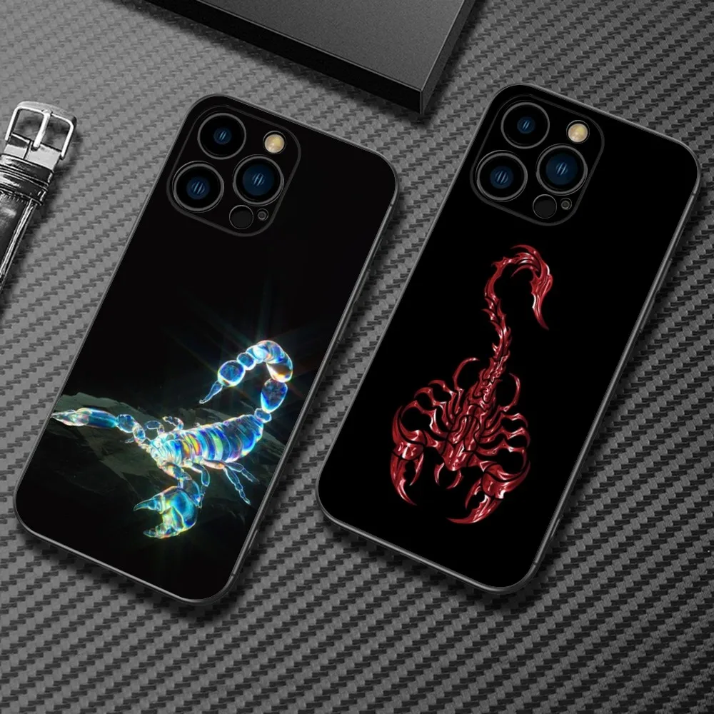 Cool insect Scorpion Phone Case For iPhone15,14,13,12 Mini 11 Pro XR,X,XS,MAX 7,8 Plus Silicone Cover Soft Black