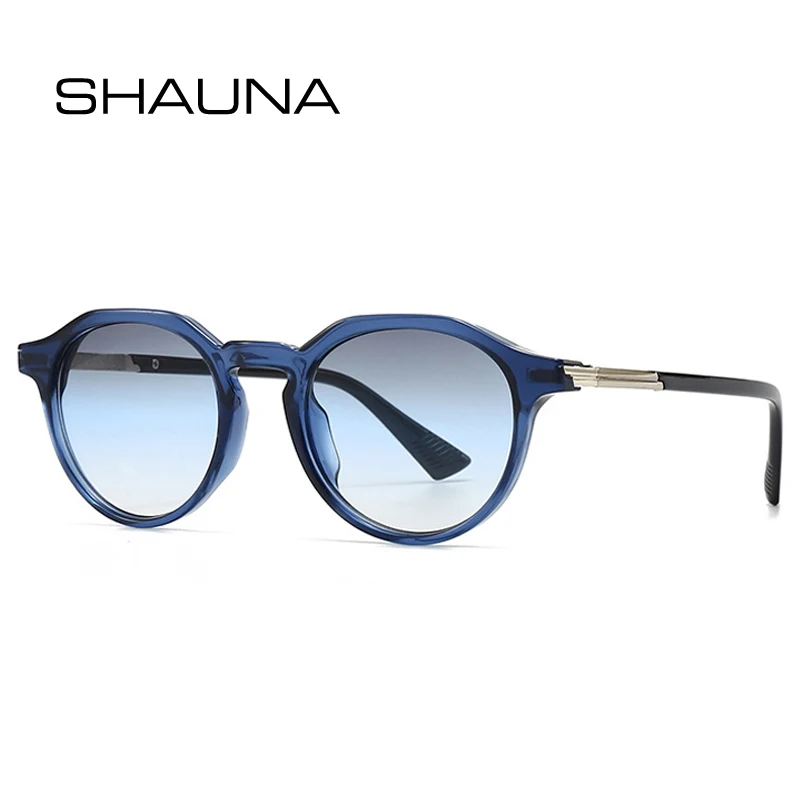 SHAUNA nowe okrągłe damskie okulary przeciwsłoneczne gradientowe odcienie UV400 Retro męskie modne punkowe okulary przeciwsłoneczne