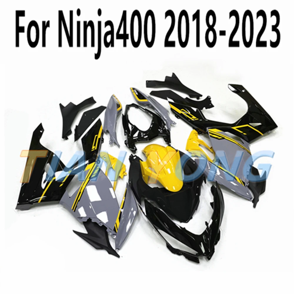 

Full Fairing Kit for Ninja400 2018-2019-2021-2022-2023 Fit Ninja 400 Bodywork Cowling Yellow Cement Gray Technology Stripe Print