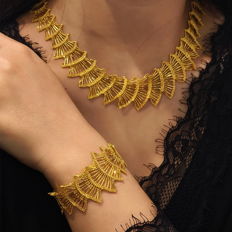 

Bellux Italian Tassel Lace Skirt Necklace Bracelet Earrings S925 Sterling Silver Thick Plated 18k Gold Vintage Jewelry Set