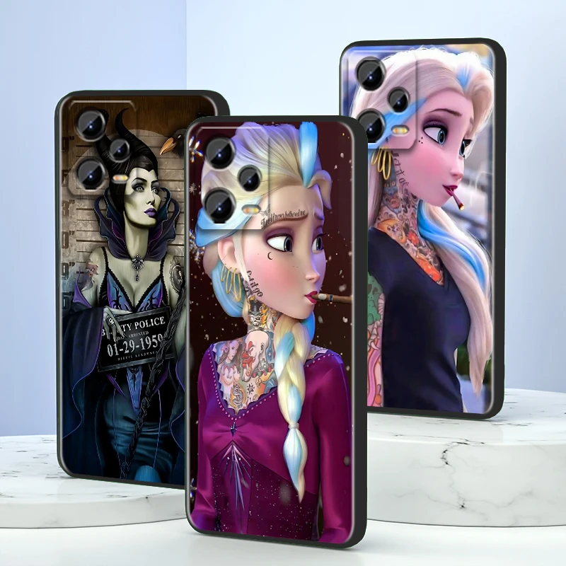 Bad Woman Disney Princess For Xiaomi Redmi Note 13 12R 12 12S Turbo 11 11T 11S 10 10S Pro Plus 5G Black TPU Phone Case