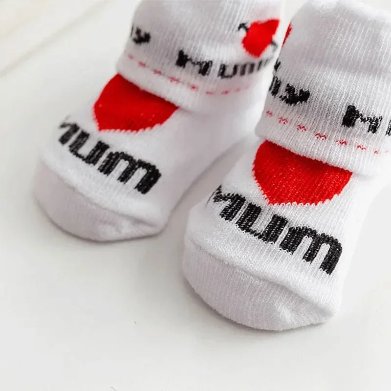 0-6 Months Spring Summer Baby Girls Boys Cotton Soft Warm Socks For Newborn Toddler Letter Printed Infant Clothes Accessories