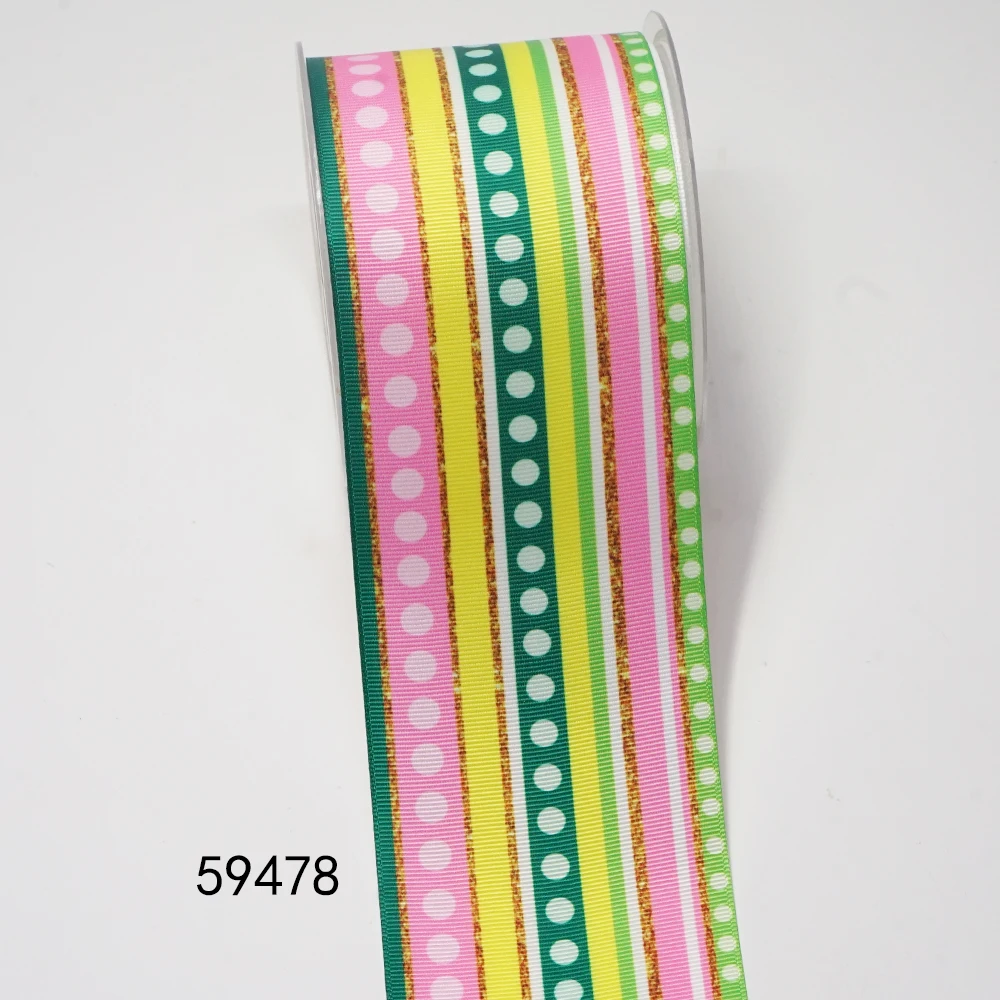 DIY Cartoon Stripe And Grid Printed Grosgrain Ribbon For Craft Supplies Sewing Accessories 5 Yards. 58531