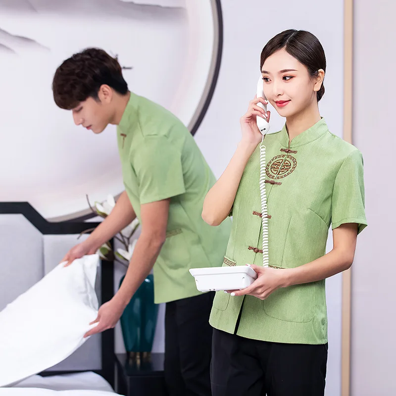 

Hotel Cleaning Service Uniform Short Sleeve Women's Summer Thin Cleaner Hospital Property Cleaning Aunt Work Clothes