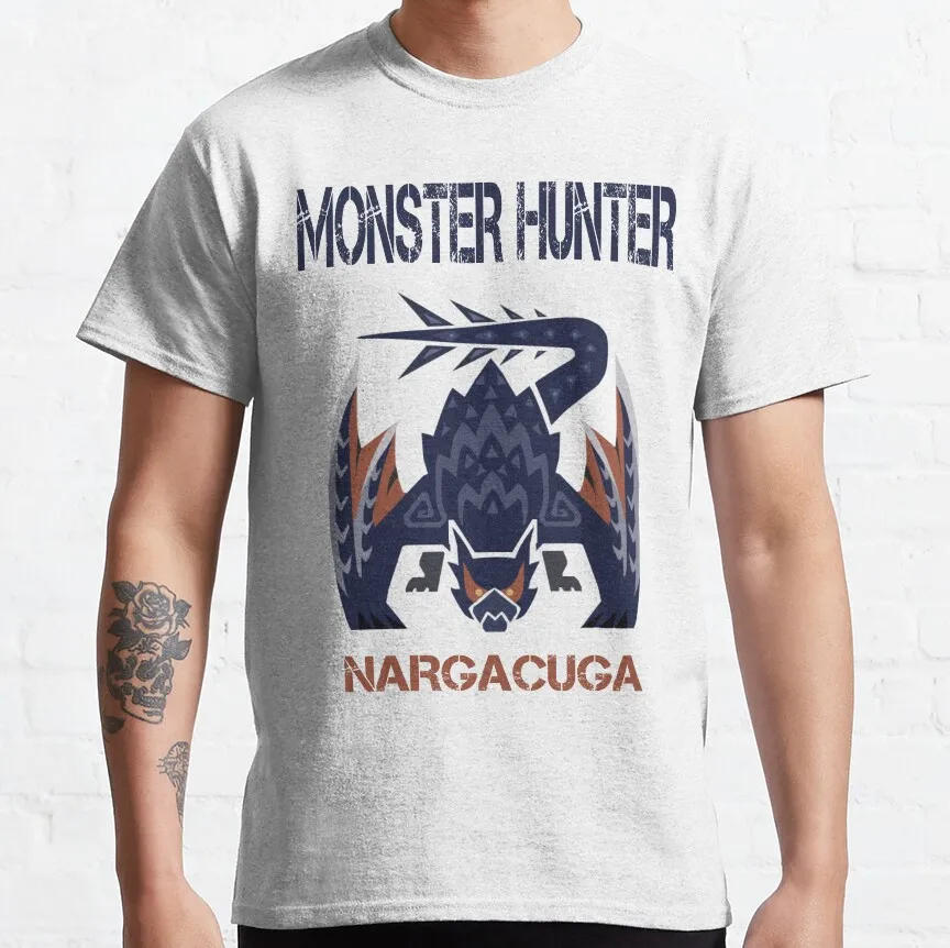 

Nargacuga 0220 Monster hunter world gift t shirt for men Cartoon Video game MHW Graphic Tee Y2K Clothes All size tops S-6XL