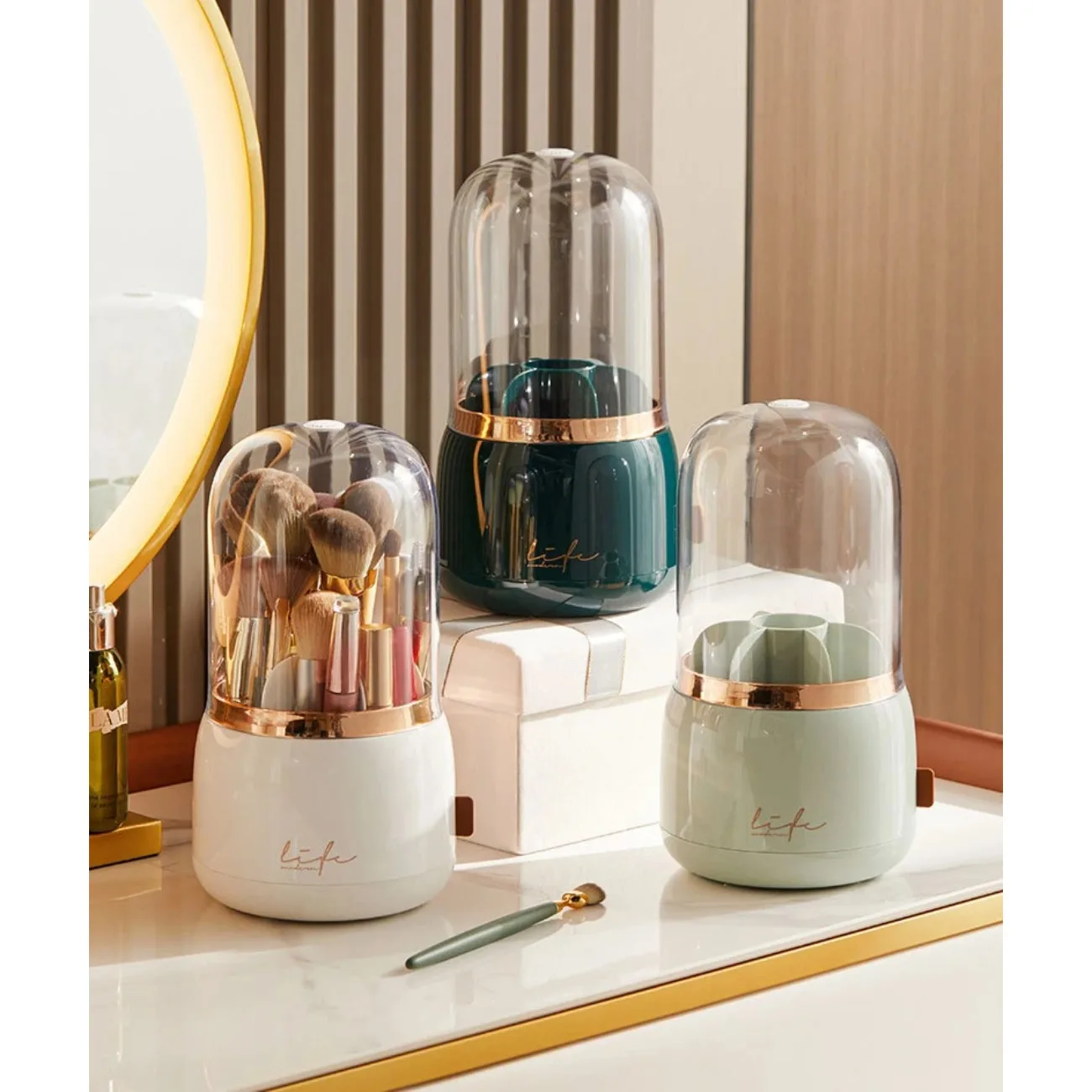 

Вращающийся органайзер для туалетного столика — прозрачный акриловый ящик для хранения косметики для кистей, макияжа, ухода за кожей и офисных принадлежностей