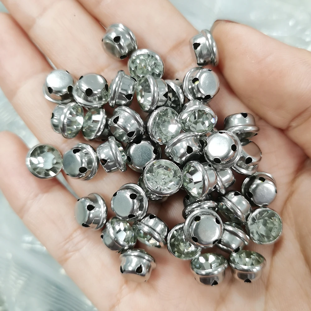 144Pcs Rhinestones Beads Claw Setting 4/5/6/8/10mm Stone Clear Crystal Round Strass for Wedding Dress Sew On Shoes Bags Garment