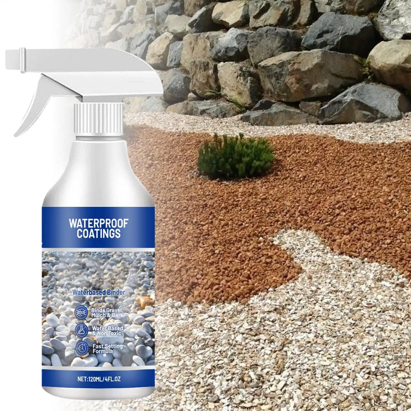 

Mulch Glue For Rocks Sealer Adhesive Stabilizer Waterproof Fast Drying Spray For Outdoor Yard Playground Patio Backyard 120ml