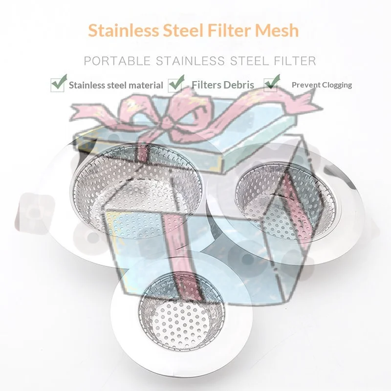 【CCA】Stainless Steel Sink Drain Strainer Rust Resistant Fine Mesh For Kitchen Bathroom Sinks Catch Food Debris Prevent Blockages