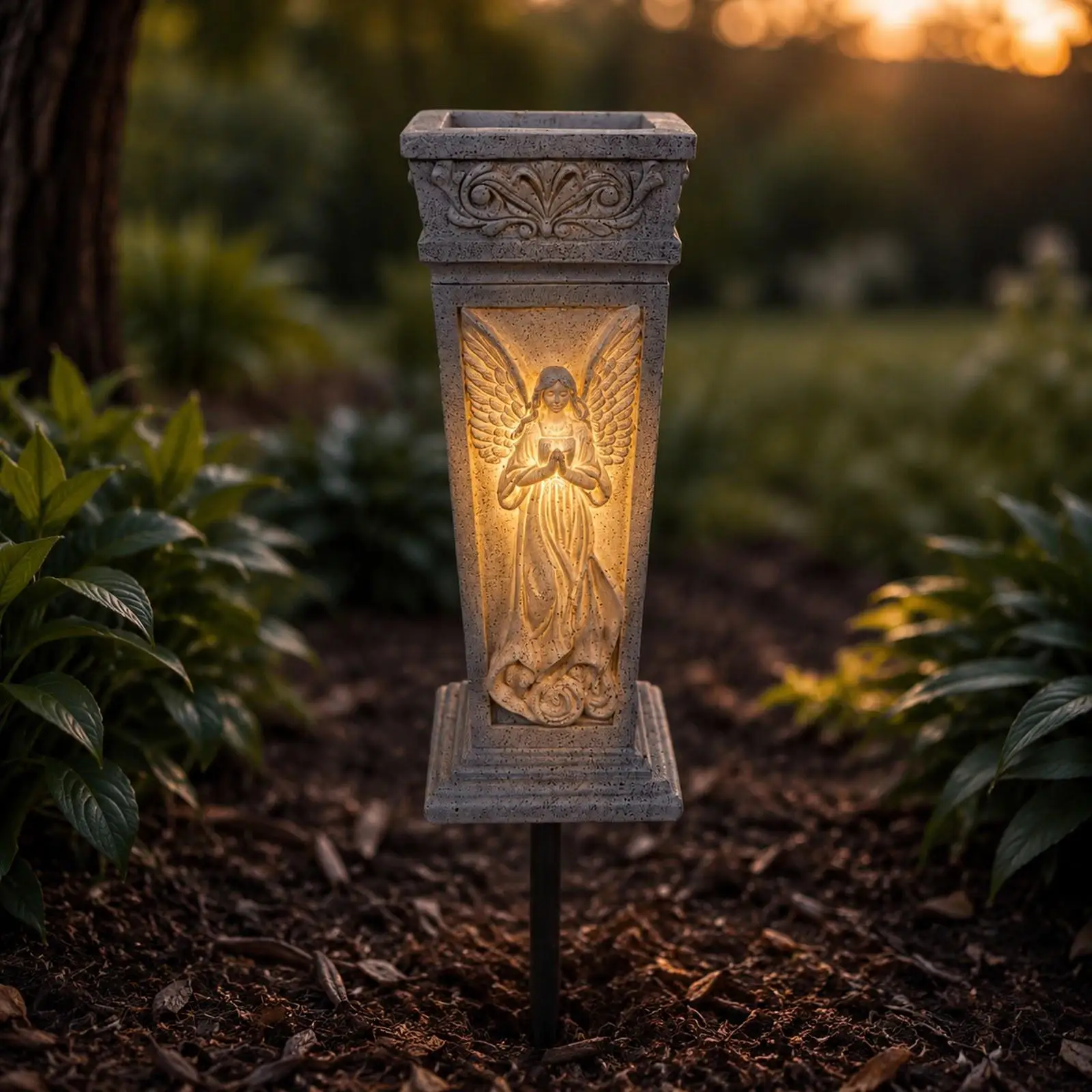 Vase de cimetière avec picots de fixation au sol, étanche, pour fleurs fraîches ou artificielles, cadeau commémoratif, décoration de cimetière, vase à fleurs ange priant