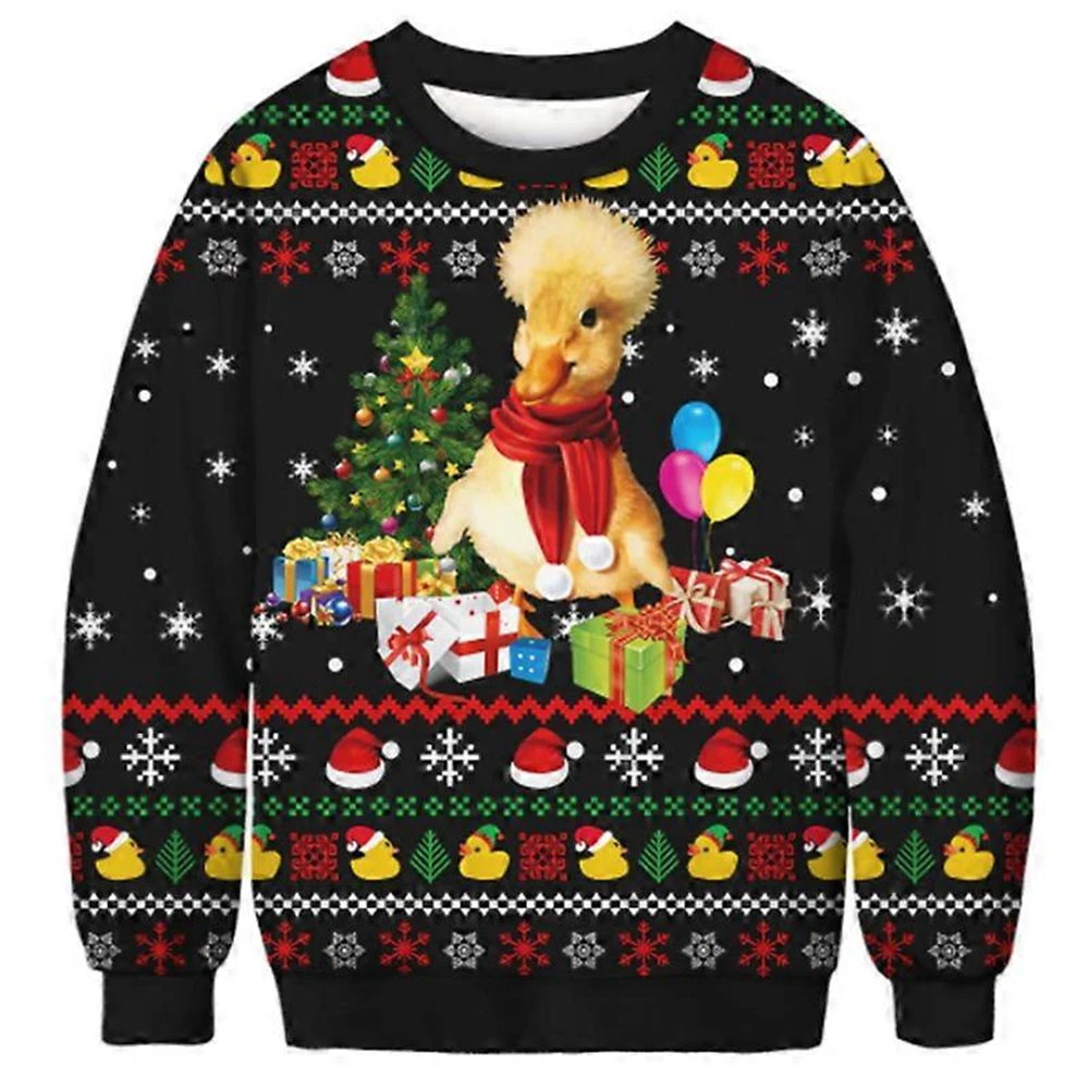 

2026 Funny Kawaii Cats Ugly Christmas Sweater Animal Graphic Sweatshirts Harajuku Street Jumper Sweaters Funny Duck Tracksuits