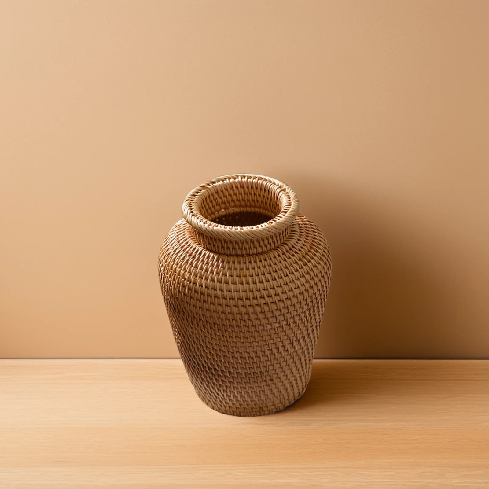 

1Pcs Rattan Weaving Flower Vase Brown Woven Basket for Fresh and Dry Flowers Desktop Weaving Basket Woven Flowerpot