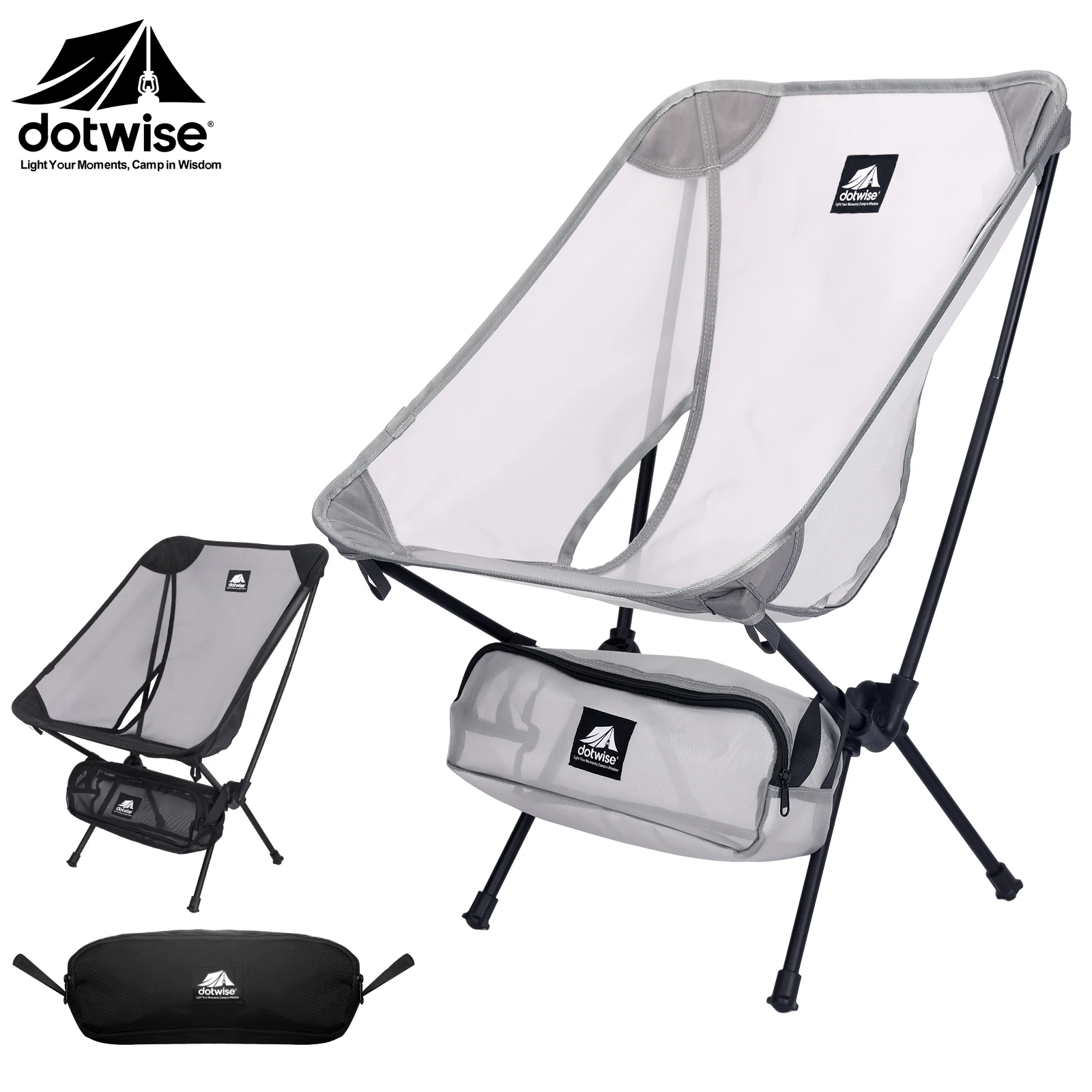 dotwise-屋外ムーンチェアポータブルキャンプ釣り椅子折りたたみアルミ合金メッシュ通気性椅子フェイスアンチシンキング