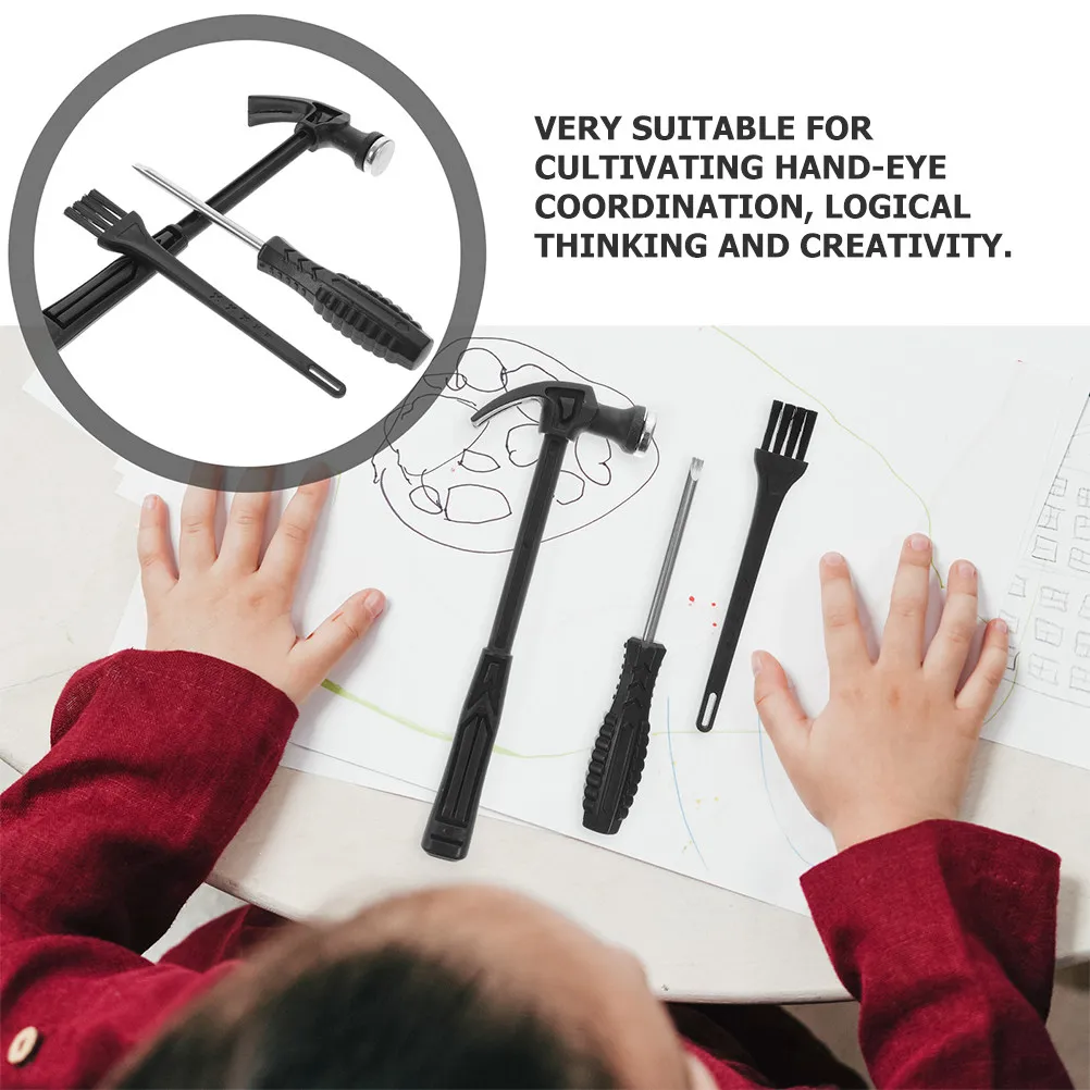 1Set Children's Excavation Digging Tool Kit Educational Plastic Hammer Chisel Brush Learning Set for Developing Hand Eye