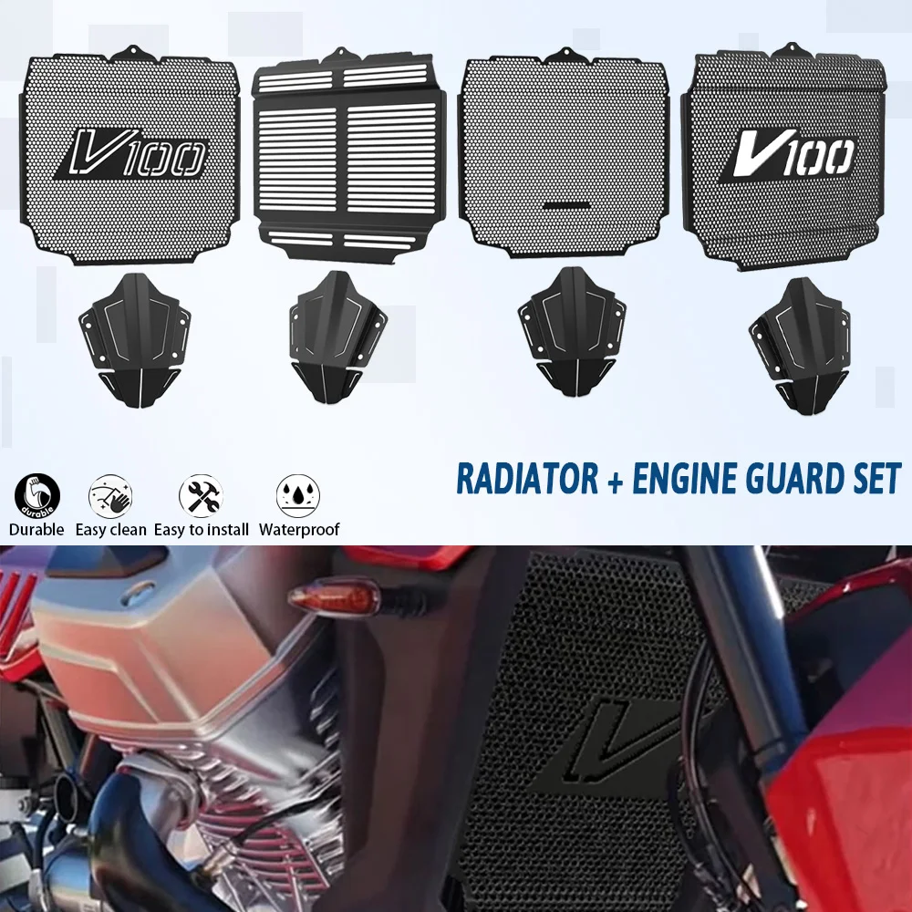 

V 100 2023 2024 2025 Radiator Cylinder Head Engine Guard Protector Complete Set For Moto Guzzi V100 Mandello Aviazione Navale