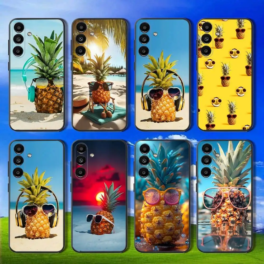 

Summer pineapple Phone Case For Samsung Galaxy A13,A21s,A22,A31,A32,A52,A53,A71,A80,Soft Black Shell