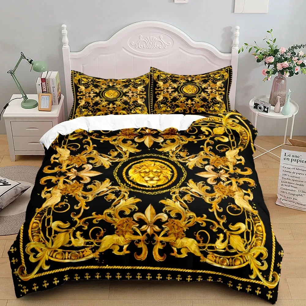 

European Style Baroque Pattern Lion Duvet Cover Set King Queen Double Full Twin Single Size Bed Linen Set