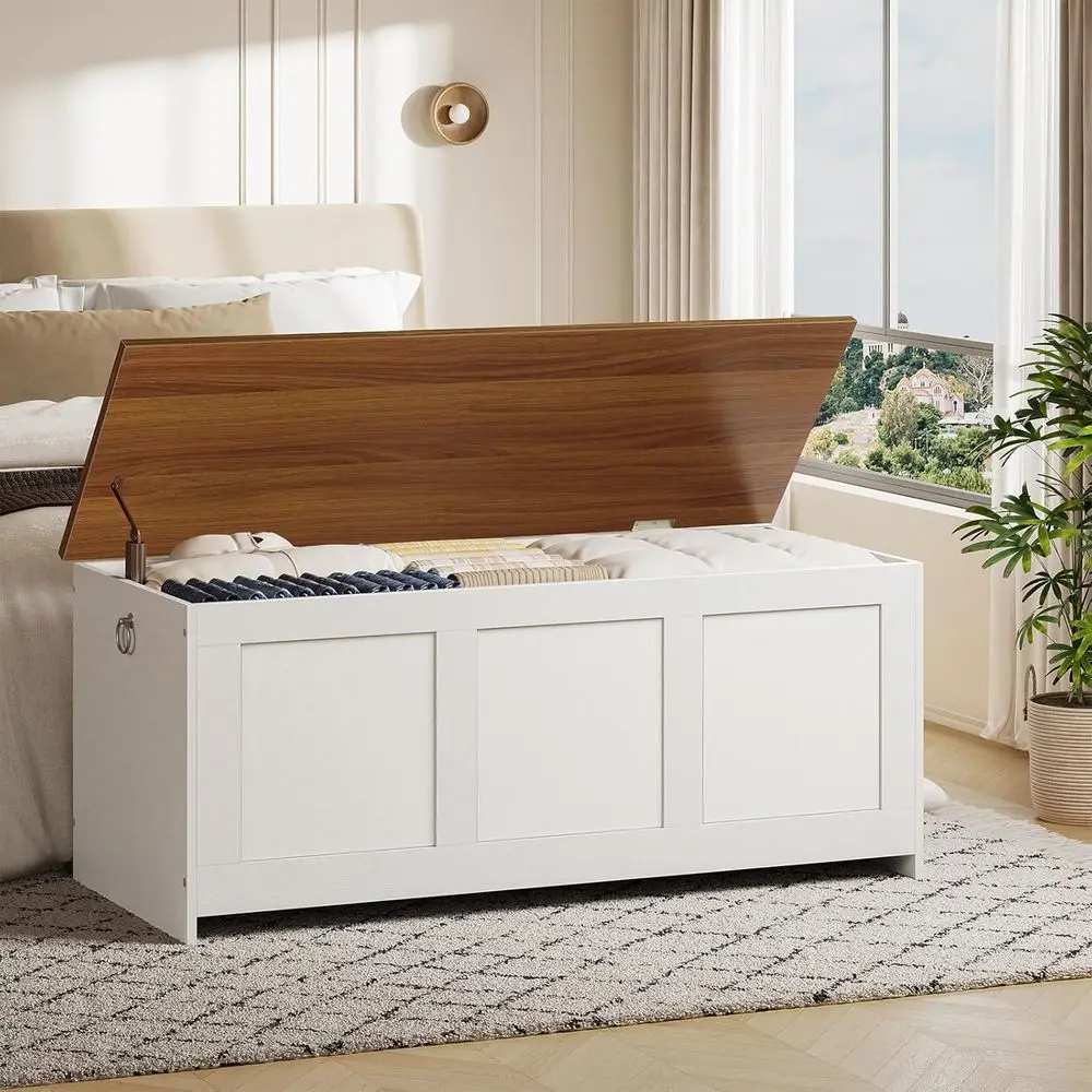 Винтажная деревянная скамейка для хранения вещей 43, подъемный сундук для игрушек, универсальный органайзер для прихожей и гостиных белого и ореха