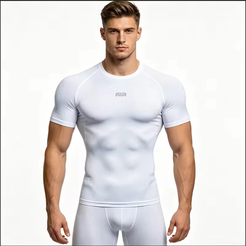 2026 Compression T Shirt Men Summer Sportswear Running T-shirt Elastic Quick Dry Sport Tops Tee Athletic Gym Workout Shirts