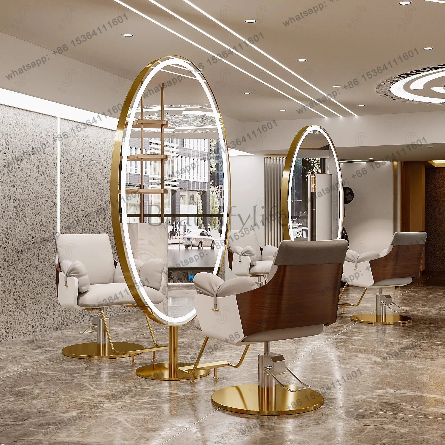 Factory Direct Sales Barber Shop Mirror Table Single and Double Floor Mirror Hair Salon Special Hair Cut