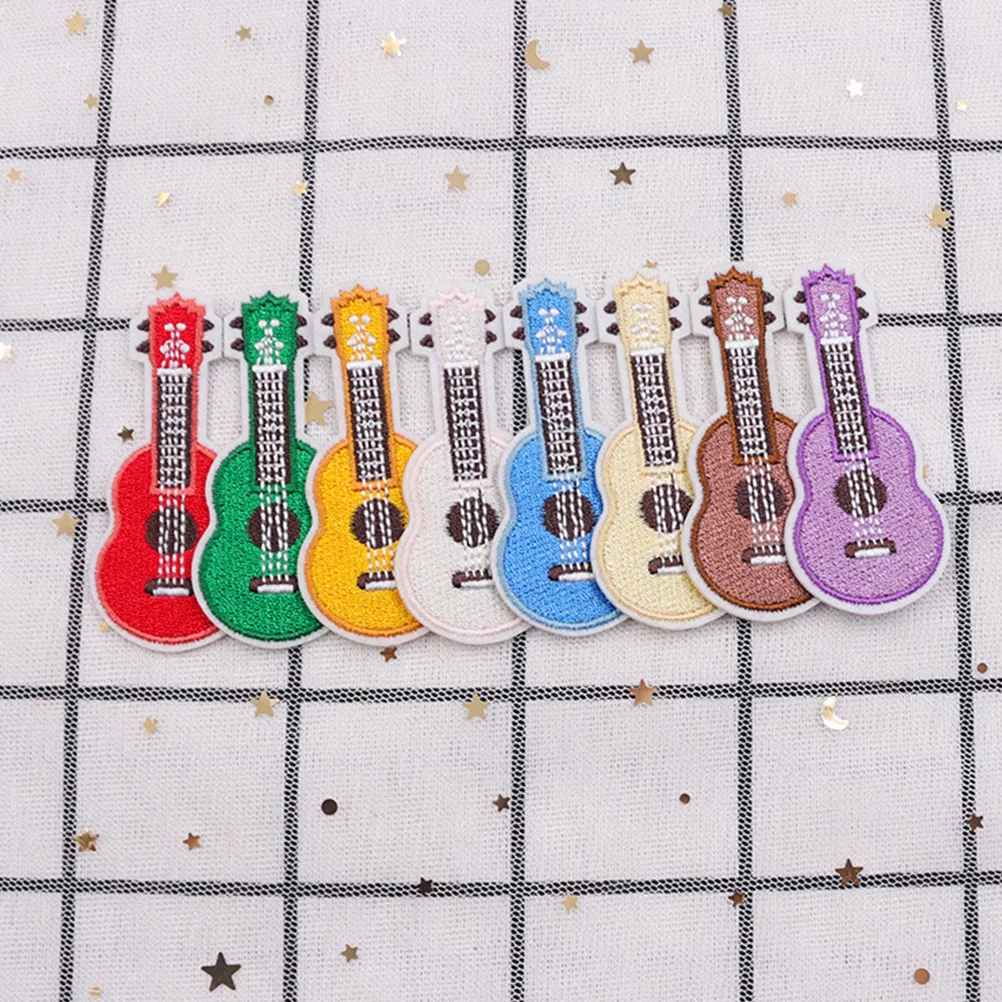 

8Pcs Guitar Patches Embroidered Applique Set Soft Comfortable Iron-on Or Sew-on Patch for Skirt Jacket Hats Bags DIY Clothing
