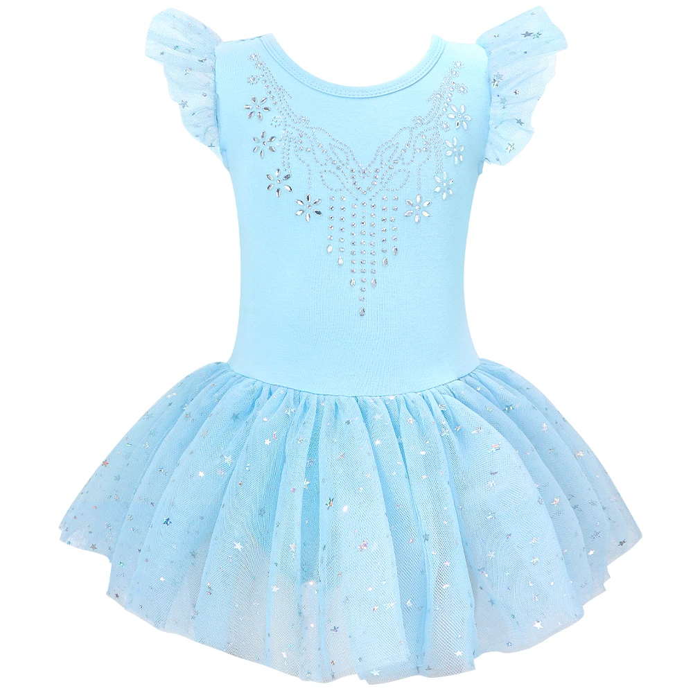 Trykoty do tańca dla dziewcząt, błyszczące stroje z spódniczką tutu, strój gimnastyczny, sukienka, odzież baletowa, kostium na występy sceniczne