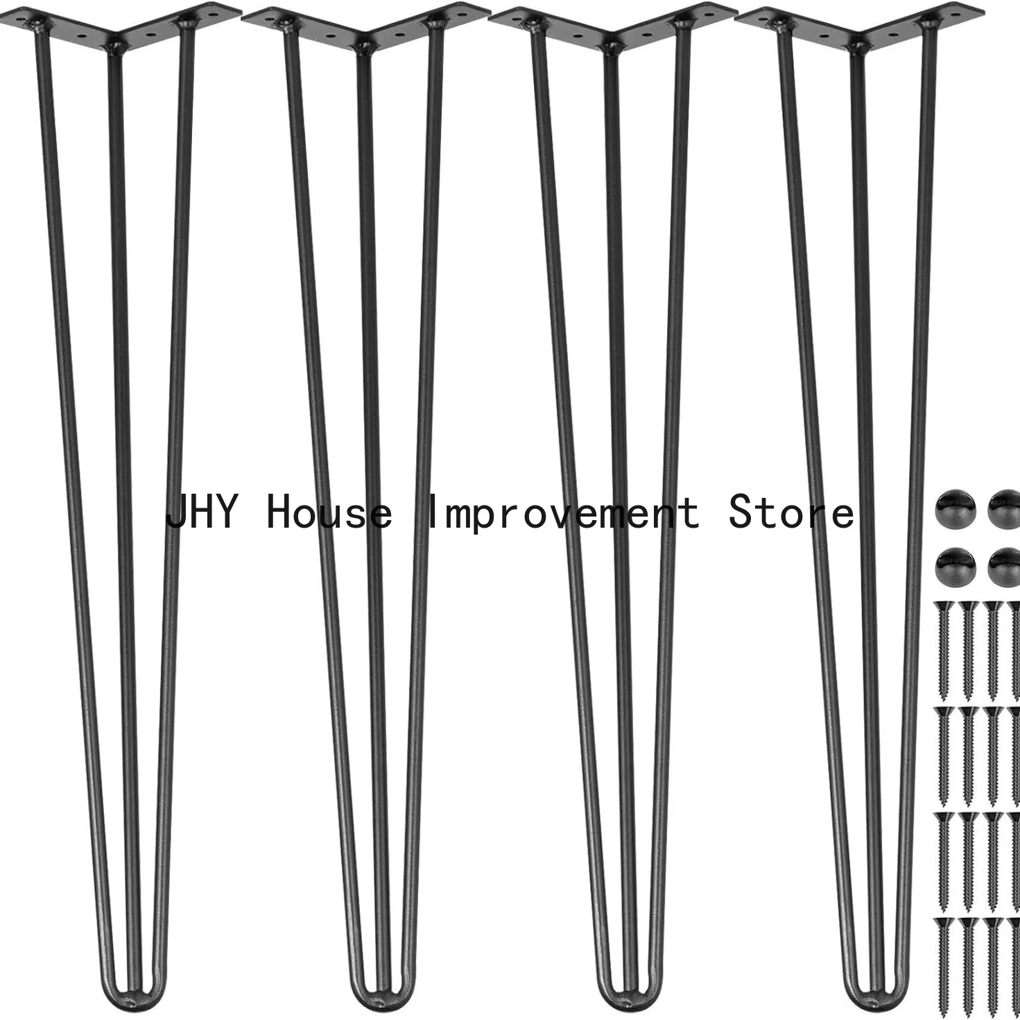 4pcs 30CM Furniture Legs, Set of 4 Hairpin Table Legs, Steel Hairpin Legs with 3 Sturdy Rods