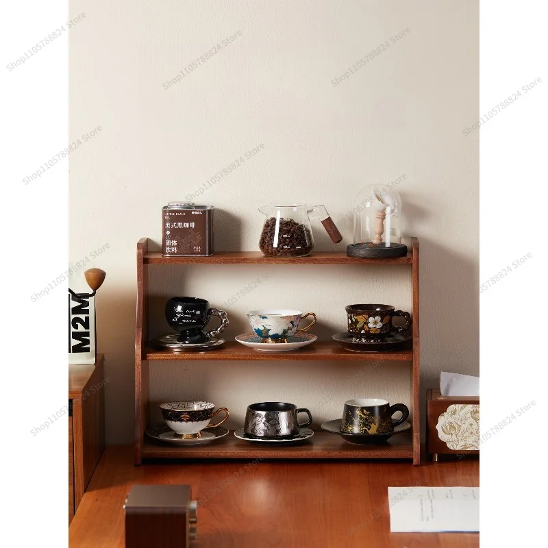 For Desktop Solid Wood Cup Storage Shelf Living Room Water Cup Tea Cup Dining Side Cabinet Display Cabinet
