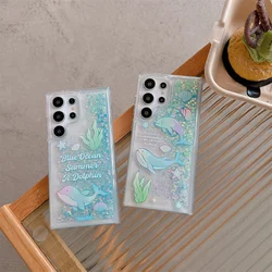 Glow In The Dark Dolphin Patterned Glitter Bling Soft Case For Samsung S24 Ultra S23 Plus S21 FE Note 20 Cover Luminous Funda