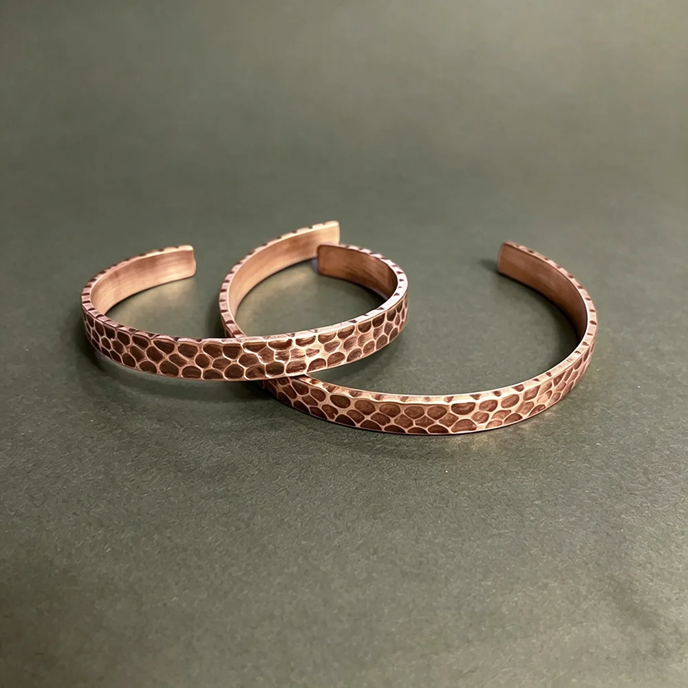Hammered Solid Copper Metal Bracelet Rustic Vingtage Punk Unisex Cuff Bangle Viking Handmade Jewelry Gift for Men Women