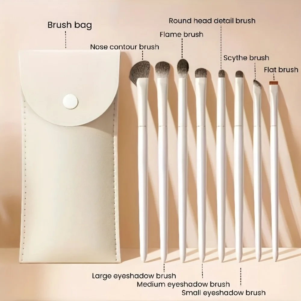 ​ Zacht haar make-up kwastenset 8-delige blozen Foundation Oogschaduw Brow Hoge kwaliteit Draagbaar voor beginners Professionals Cadeau ​