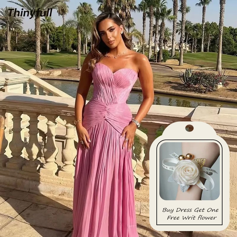 

Thinyfull Mermaid Prom Dress Sweetheart Sleeveless Pleat Arab Evening Party Dresses Floor-Length Dress Robe De Soirée Customized