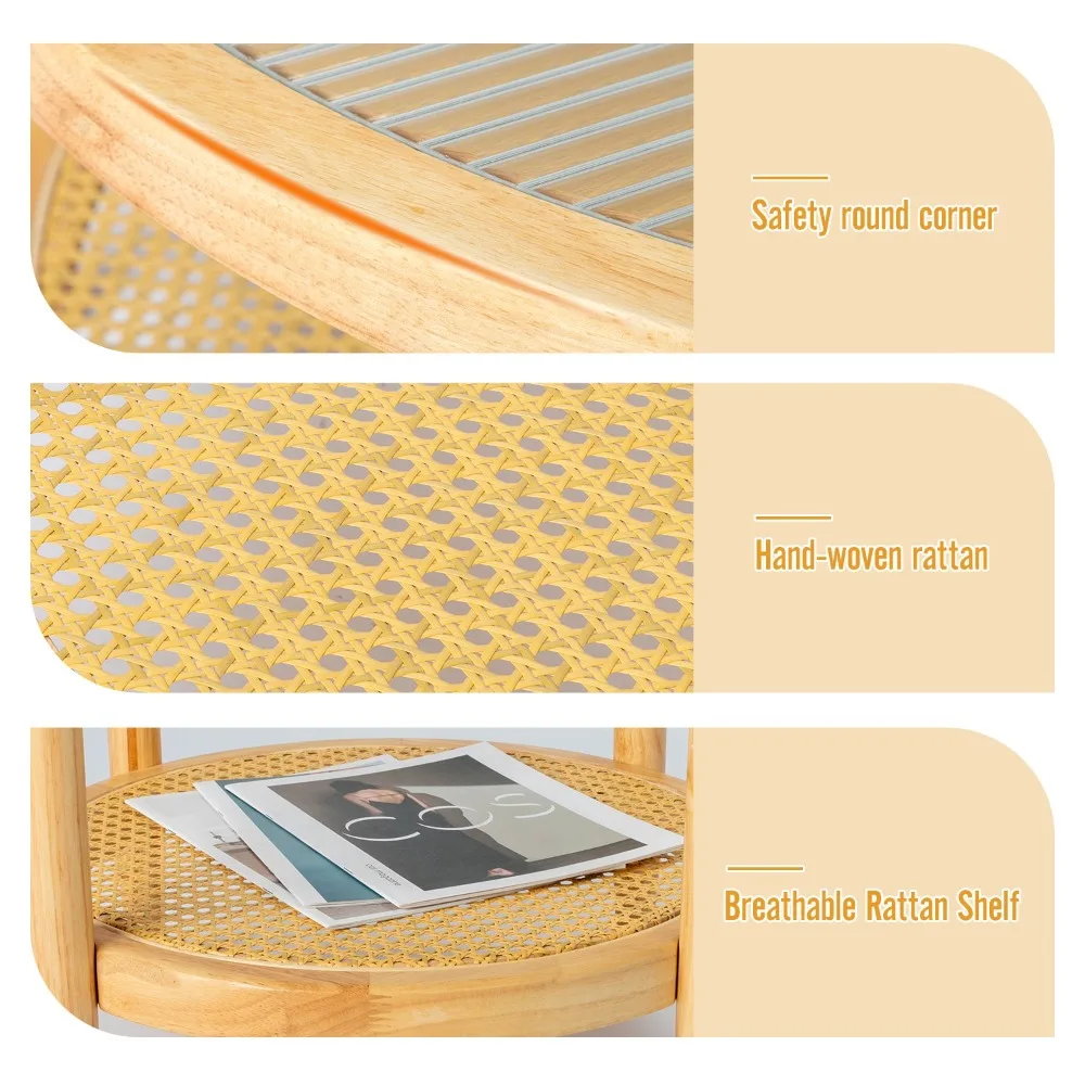 Garden 20 In/Outdoor Modern Round Coffee Table Side with Storage Open Shelf