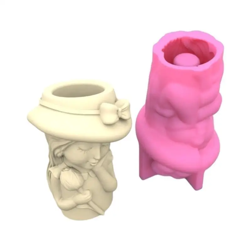 31BB Girls Mold Flower Pot Planter Resin Mold DIY Craft Tool Nonstick