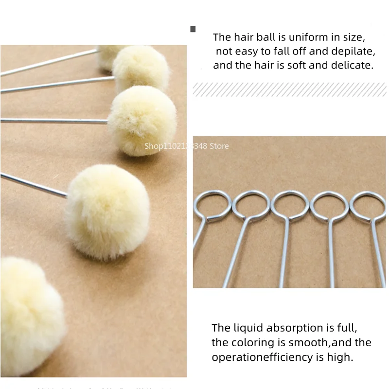 Leather Dyeing Wool Ball Brush Alcohol Dye Oiling Even Coloring Edge Banding Brush Special Wool Brush for Leather Coloring