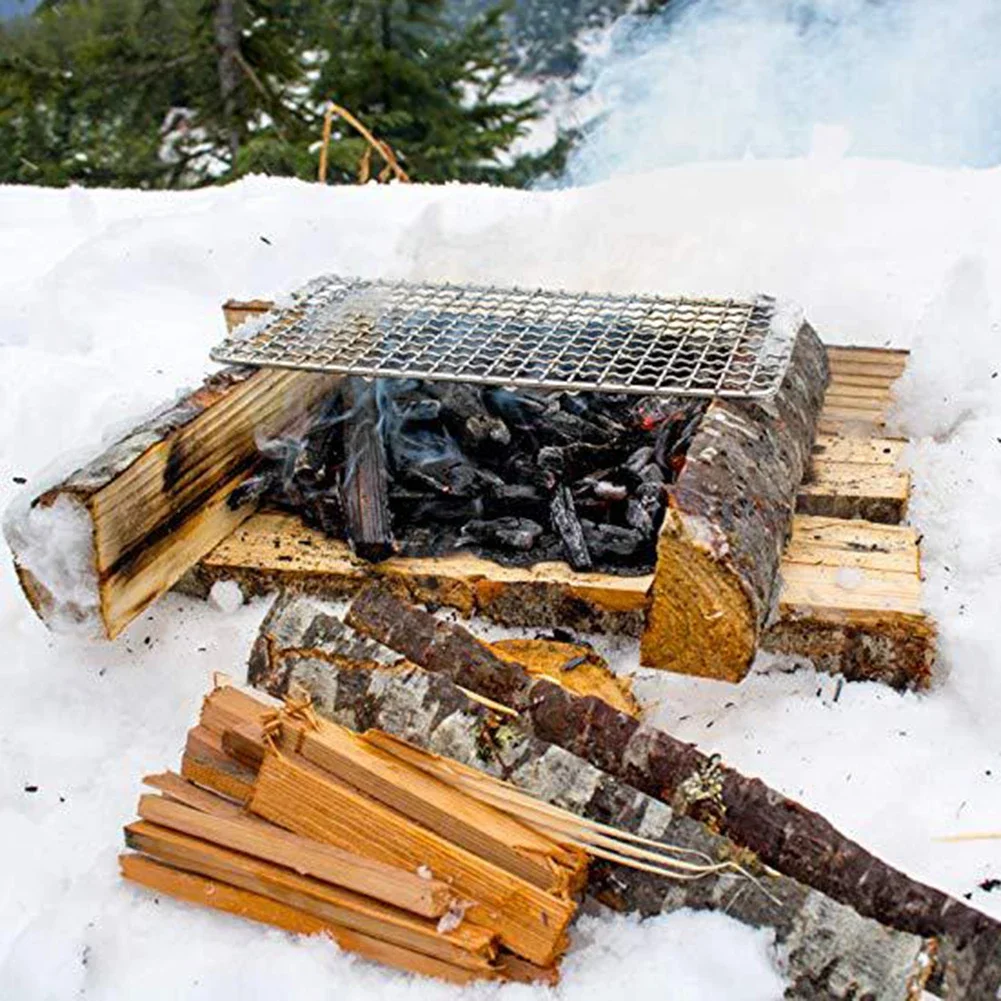 Grill kempingowy ze stali nierdzewnej ruszt podkładki siatkowe siatka do grillowania ogień gotowanie zajęcia na świeżym powietrzu podróżowanie