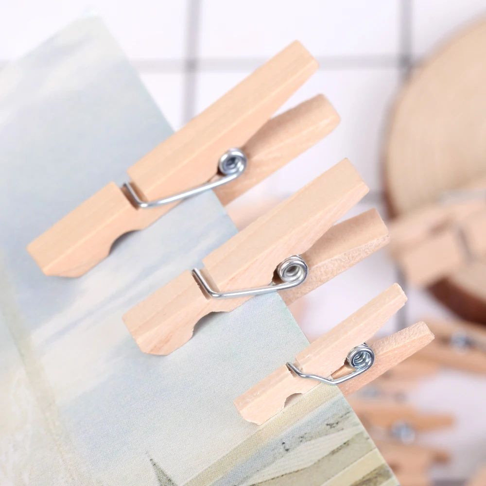 35/45mm Natural Wooden Clothes Pegs Clothes Clips Wood Clamp DIY Photo Paper Peg Clothespin Craft 30/50/100PCS