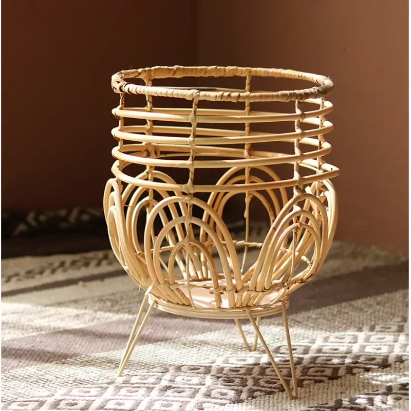 Nordic simples planta suporte criativo rattan tecido suporte para flores varanda piso planta rack sala de estar decoração flor titular