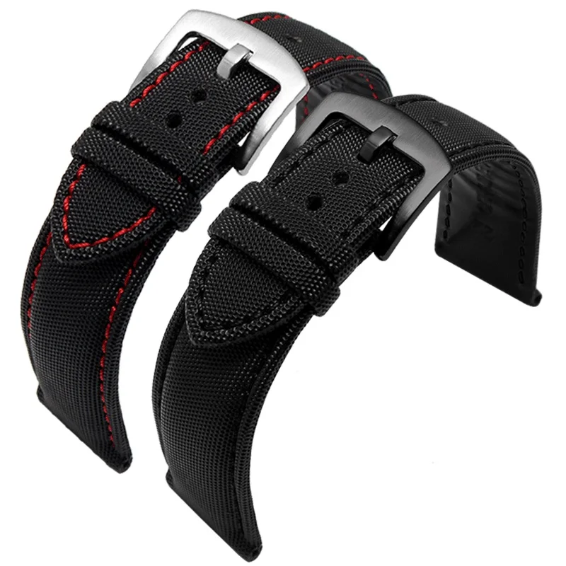 20mm 22mm 24mm Nylon Leather Watchband For Tudor Black Shield Breitling Tissot Starfish Men Women Canvas Fabric wristband Strap